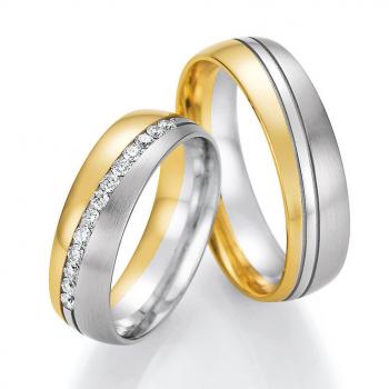 Nowotny-Collection Ruesch Trauringe Weiss-Gelbgold 02/51150-060 +  02/51160-060